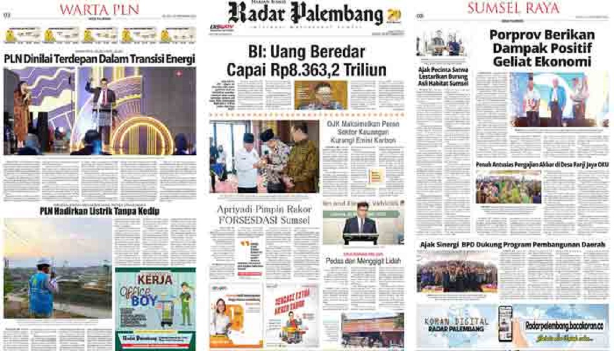 Koran Radar Palembang Edisi Selasa 26 September 2023