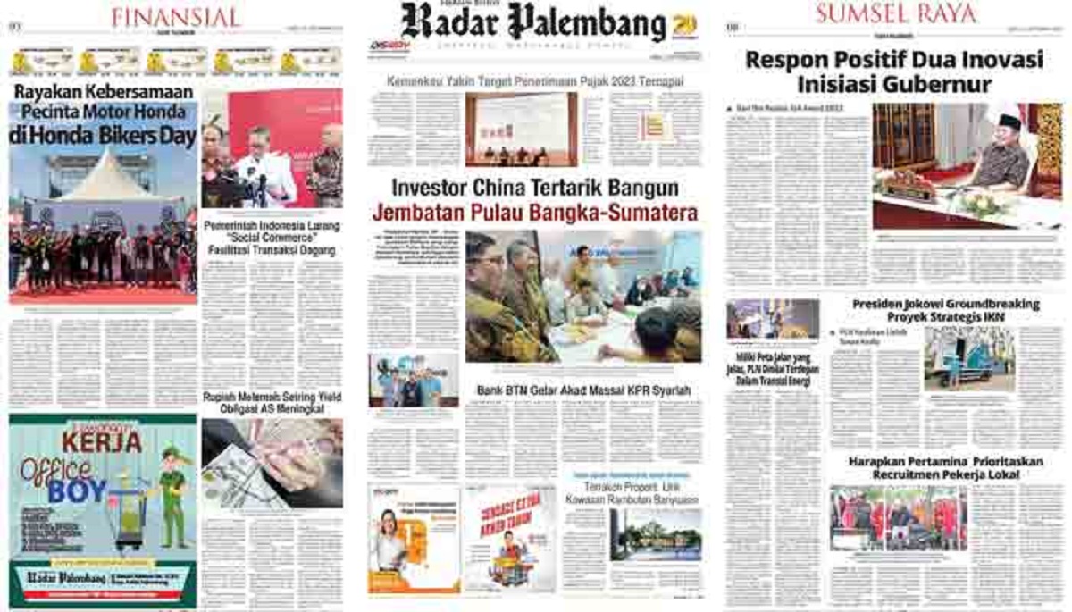 Koran Radar Palembang Edisi Rabu 27 September 2023