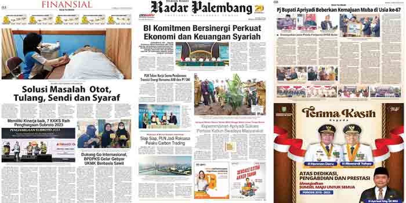 Koran Radar Palembang, Edisi Senin 02 Oktober 2023
