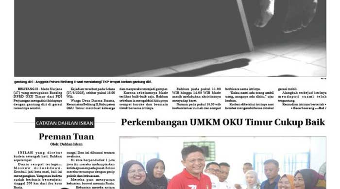 Koran Hybrid Pertama di Indonesia Baca OKU TIMUR POS EDISI JUMAT 30 JUNI 2023