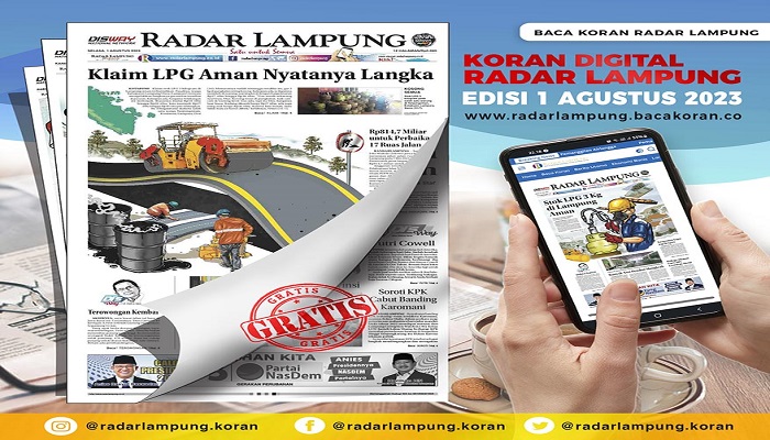 Koran Radar Lampung Edisi, Selasa 01 Agustus  2023