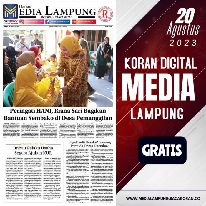 Koran Media Lampung Edisi, Minggu 20 Agustus 2023