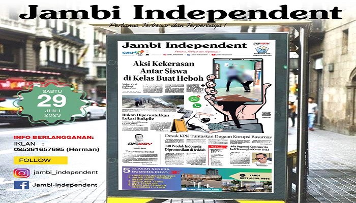 Koran Jambi Independent Edisi, Sabtu 29 Juli 2023