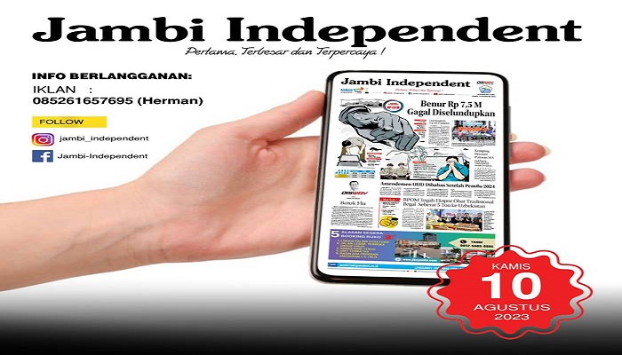 Koran Jambi Independent  Edisi, Kamis 10  Agustus 2023