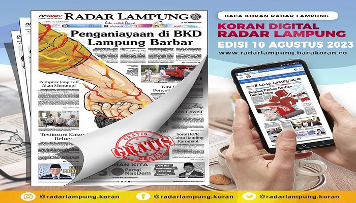 Koran Radar Lampung Edisi, Kamis 10  Agustus 2023