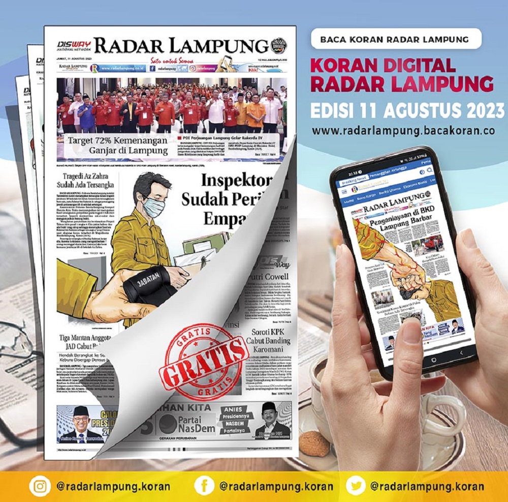 Koran Radar Lampung Edisi, Jum’at 11  Agustus 2023