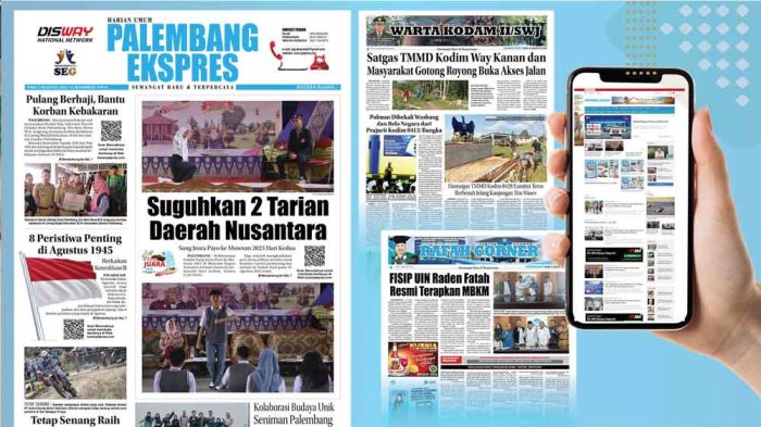 Koran Palembang Ekspres Edisi, Rabu 02 Agustus  2023