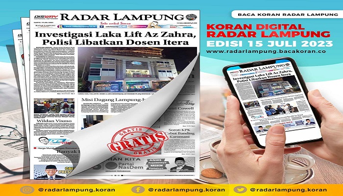 Koran Hybrid Pertama di Indonesia Baca Radar Lampung Edisi 15 Juli 2023