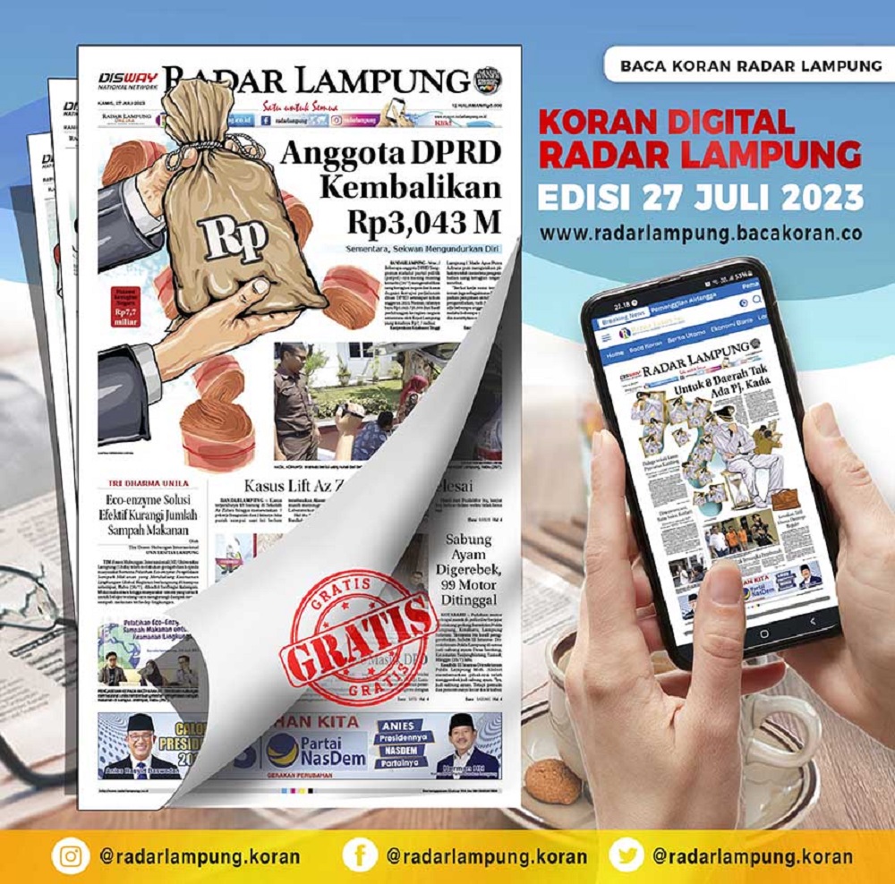 Koran Radar Lampung Edisi, Kamis 27 Juli 2023