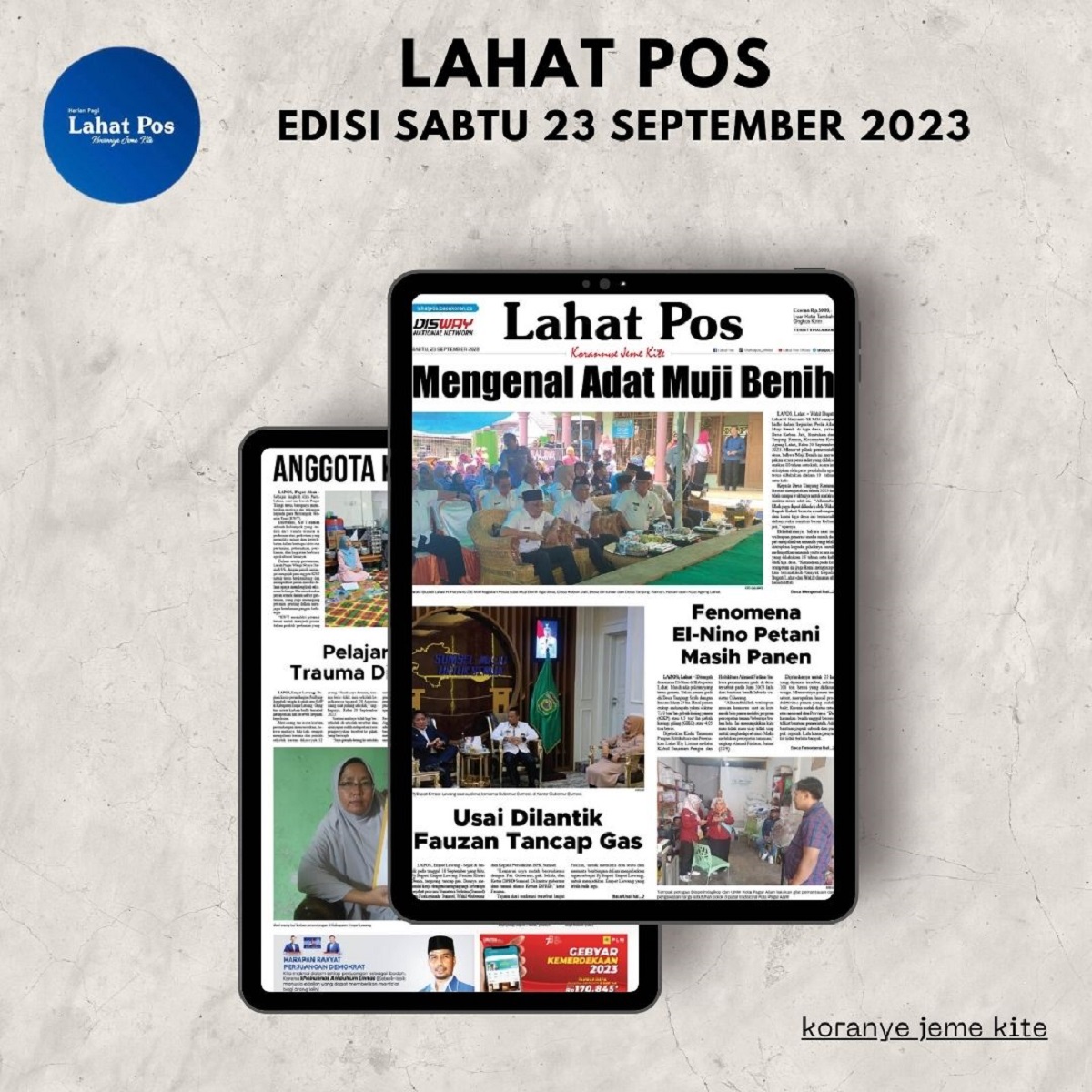Koran Lahat Pos Edisi Sabtu 23 September 2023