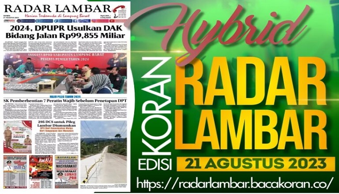 Koran Radar Lambar Edisi, Senin 21 Agustus 2023