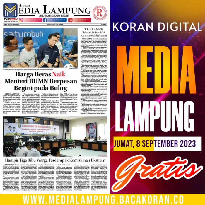 Koran  Media Lampung Edisi, Jum’at 08 September 2023