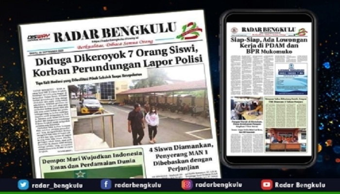 Koran Radar Bengkulu, Edisi Sabtu 30 September 2023