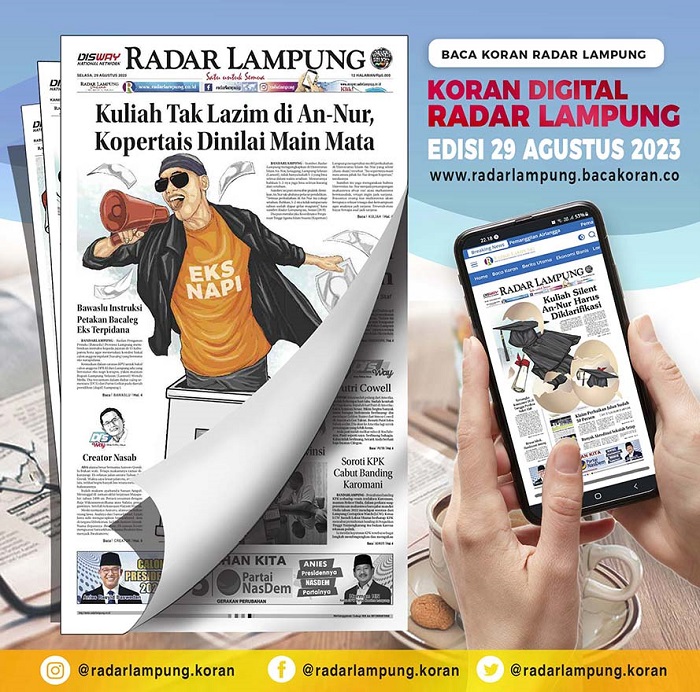 Koran Radar Lampung Edisi, Selasa 29 Agustus 2023