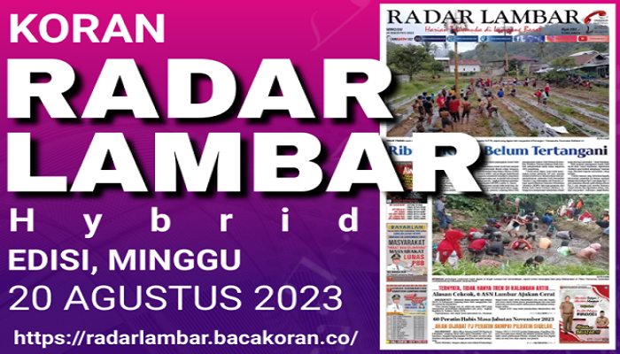 Koran Radar Lambar Edisi, Minggu 20 Agustus 2023